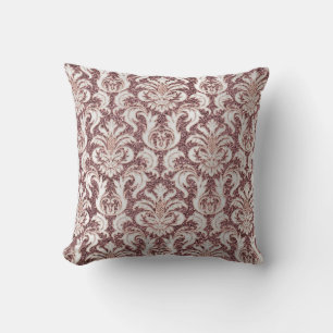 Damask Royal Glitter Silver Rose Gold Red Bean Cushion