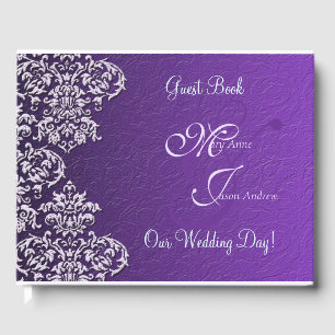 Damask Royal Purple Wedding Guest Book