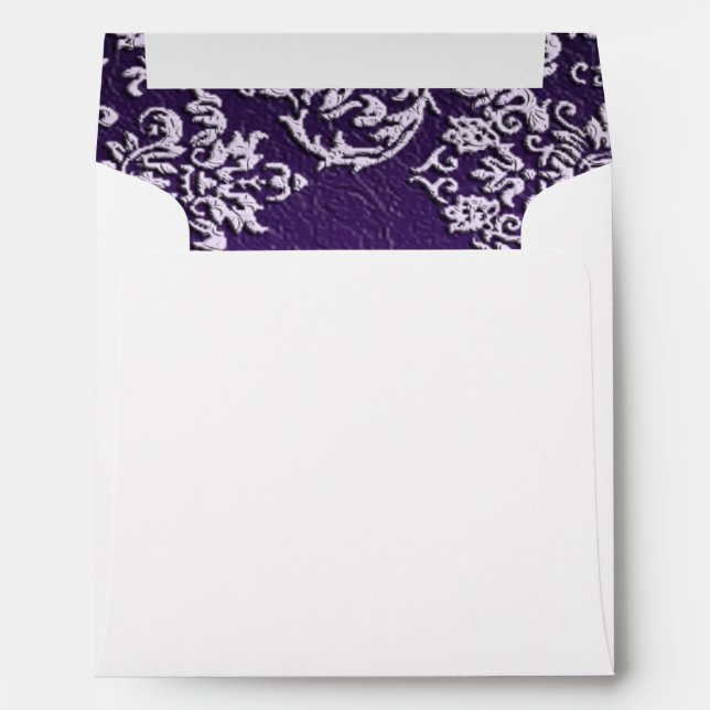 Damask Royal Purple Wedding Square Envelope (Back (Bottom))