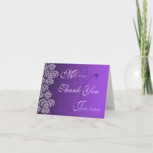 Damask Royal Purple Wedding Thank You Note Card