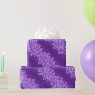 Damask Royal Purple Wedding Wrapping Paper