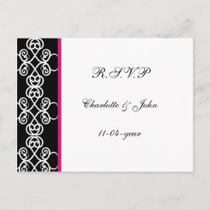 damask rsvp invitation postcard