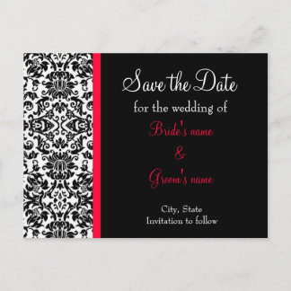 Damask Save the Date Announcement Postcard