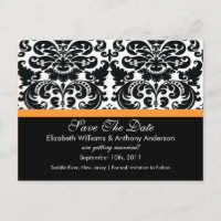 Damask Save The Date Orange POSTCARD!