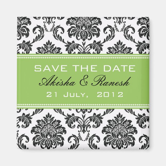 Damask Save the Date Wedding Announcement Magnet (Front)