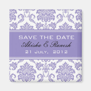 Damask Save the Date Wedding Announcement Magnet