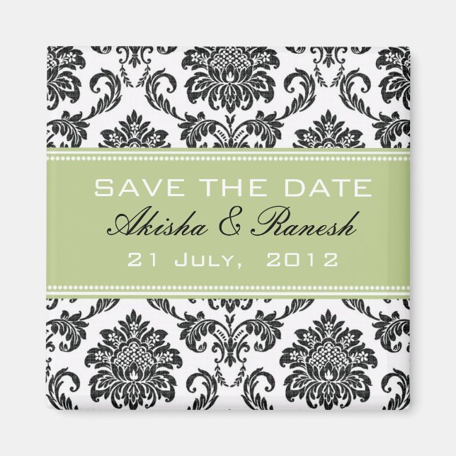 Damask Save the Date Wedding Announcement Magnet (Front)