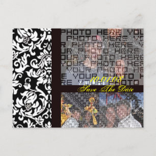 Damask Save the Date YOUR Photos choose font colou Announcement Postcard