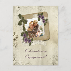 Damask Scrap Engagement Invitation Postcard