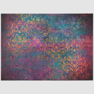 Damask & script elegant purple blue gold   tissue paper