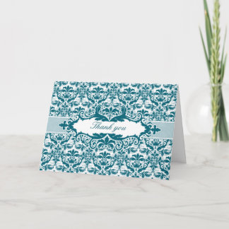 Damask & Scroll Frame Thank You card (Teal)