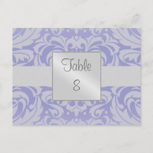 Damask Scroll Ribbon Blue Table Setting Card