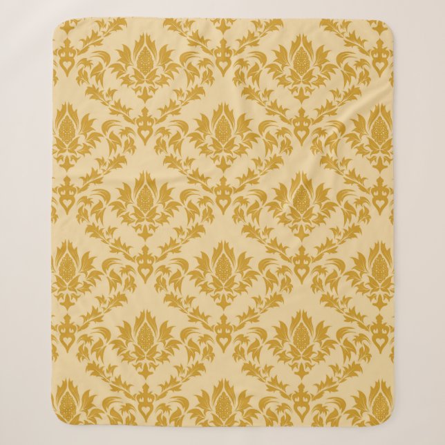Damask seamless backgroundpattern, abstract, antiq sherpa blanket (Front)