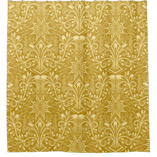 Damask seamless pattern repeating background. Gold Shower Curtain