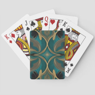 Damask Seamless Repetitive Pattern Flowers Teal Playing Cards