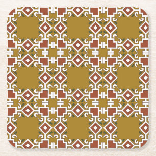 Damask seamless: vintage pattern background square paper coaster