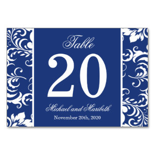 Damask Sides Table Numbers (Navy Blue / White)