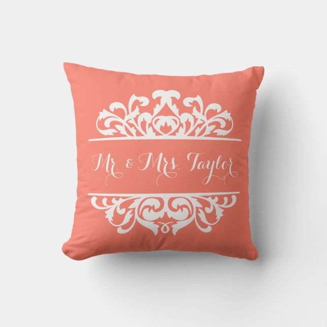 Damask Signature DIY CHOOSE YOUR BACKGROUND COLOR Cushion (Front)