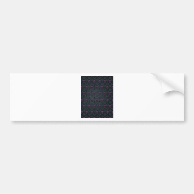 DAMASK SKULL TEAL PURPLE BUMPER STICKER (Front)