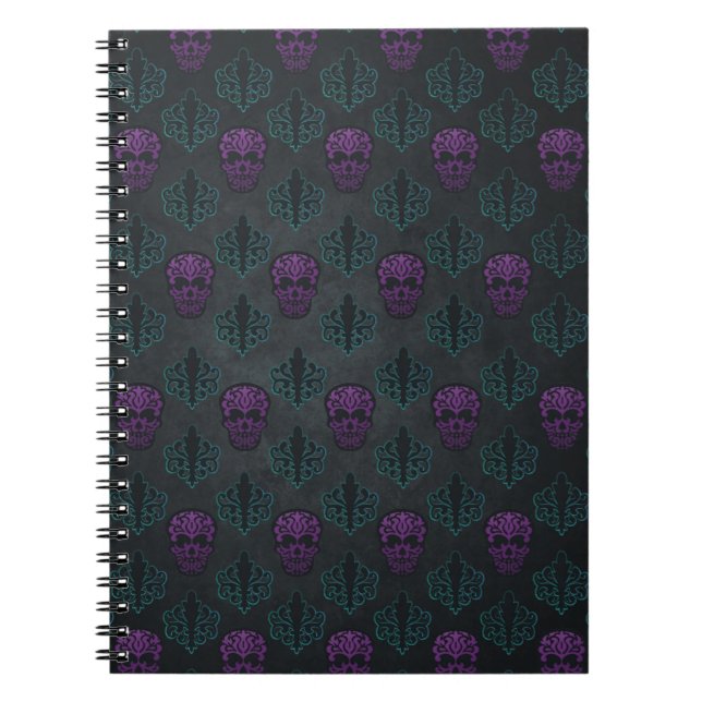 DAMASK SKULL TEAL PURPLE NOTEBOOK (Front)
