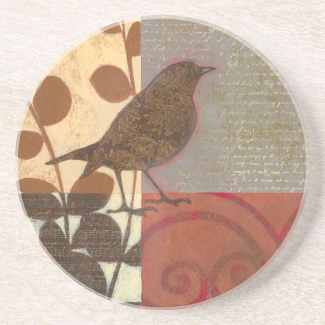 Damask Sparrow Coaster (Front)