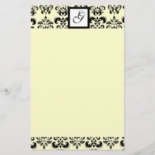DAMASK SQUARE MONOGRAM ,cream Stationery