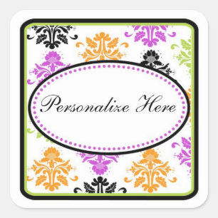 Damask Stickers-Halloween Square Sticker
