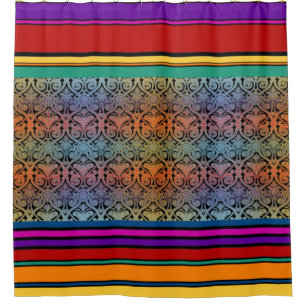 Damask & Stripes coloured II + your ideas Shower Curtain