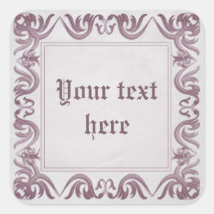 damask style frame on grunge background.text. square sticker