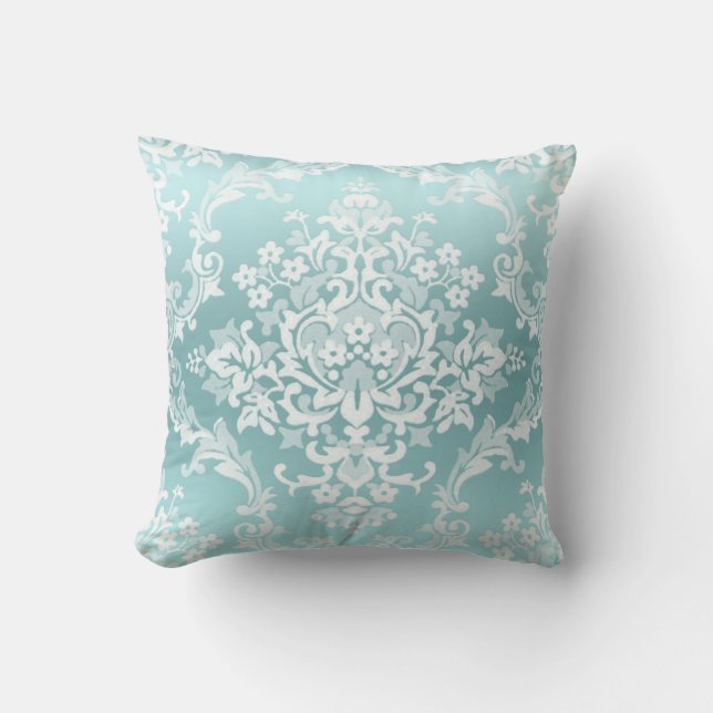Damask Style, Light Blue Cushion (Front)