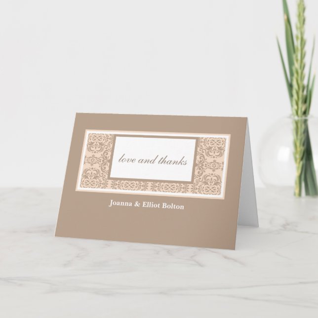 Damask Style Photo Thank You Card (Front)