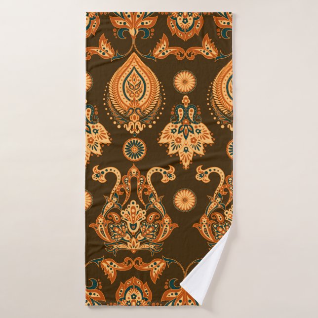 Damask style seamless floral pattern bath towel (Bath Towel)