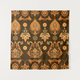 Damask style seamless floral pattern tapestry