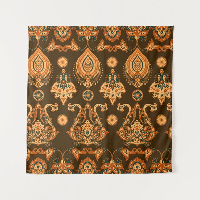 Damask style seamless floral pattern tapestry (Front)
