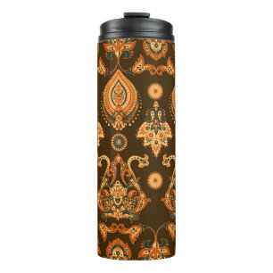Damask style seamless floral pattern thermal tumbler