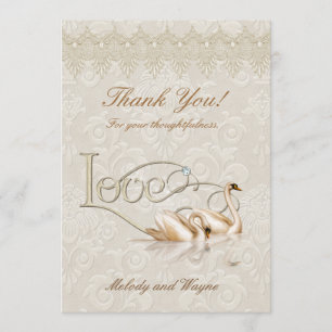 Damask Swan Elegance - Thank You Card