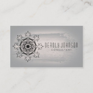 Damask Swirl Watercolor Vintage Grey Plain Business Card