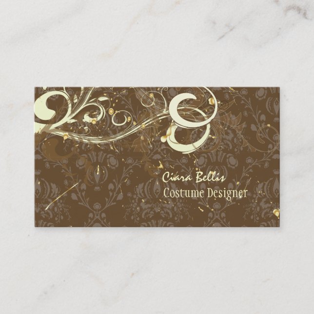 Damask + swirls Costume Designer Business Card (Front)