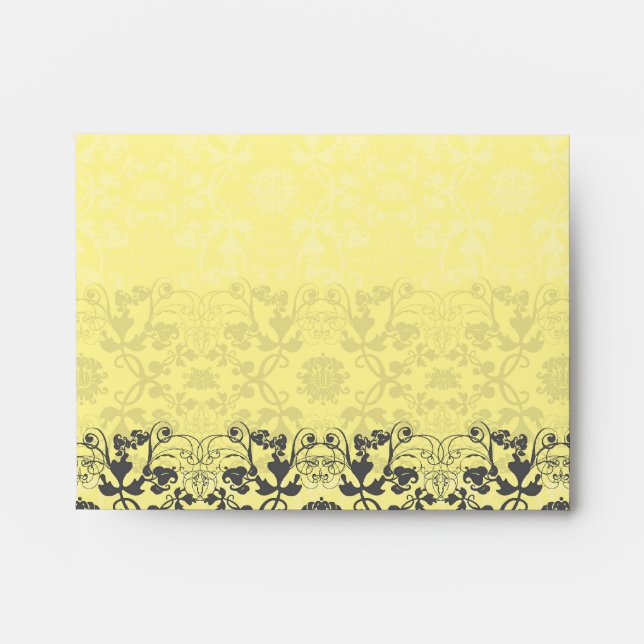 Damask Swirls Lace Butter Custom Wedding Envelope (Front)