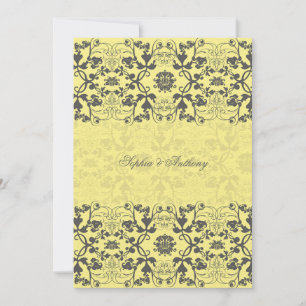Damask Swirls Lace Butter Wedding Invitation
