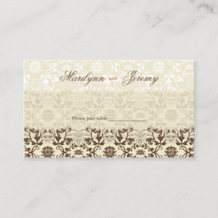 Damask Swirls Lace Coffee Custom Table /Place Card