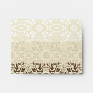 Damask Swirls Lace Coffee Custom Wedding Envelope