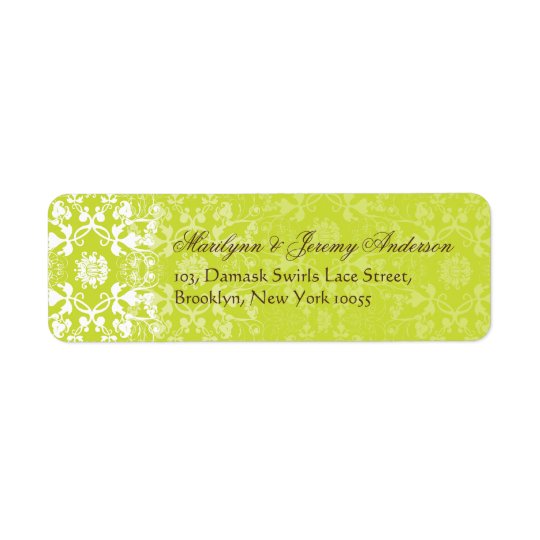 Damask Swirls Lace Lime Custom Label Return Address Label