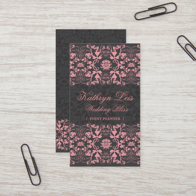 Damask Swirls Lace Liquorice Custom Profile Card (Front/Back In Situ)