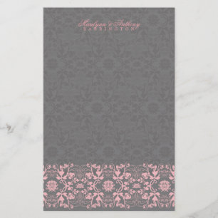 Damask Swirls Lace Liquorice Thank You Stationery
