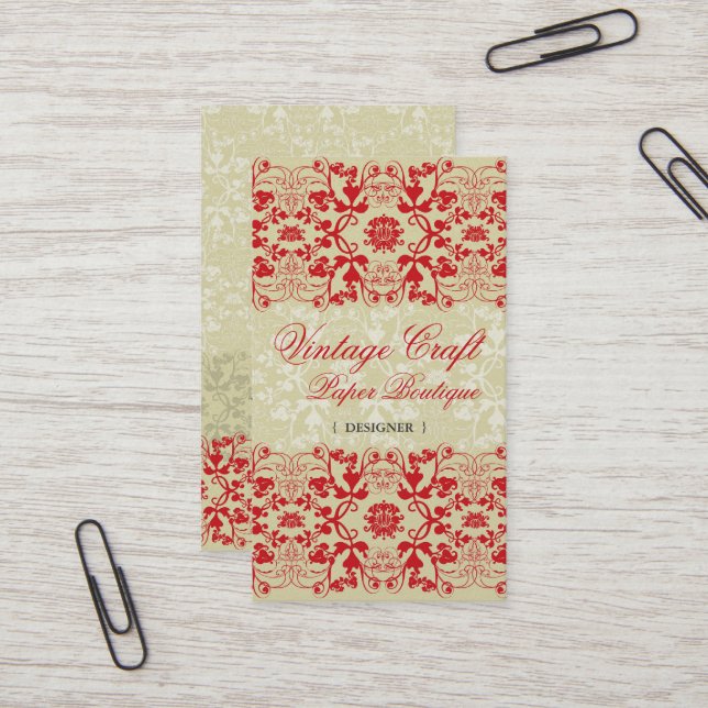 Damask Swirls Lace Spice Custom Business Card (Front/Back In Situ)