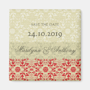 Damask Swirls Lace Spice Save The Date Magnet