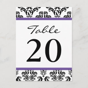 Damask Table Numbers (Black / Plum Purple / White) Postcard