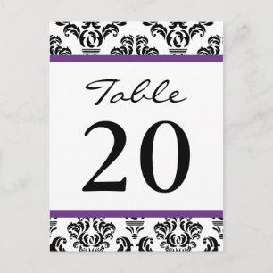 Damask Table Numbers (Black / Purple / White) Postcard