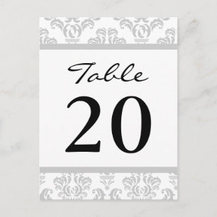 Damask Table Numbers (Black / Silver / White) Postcard